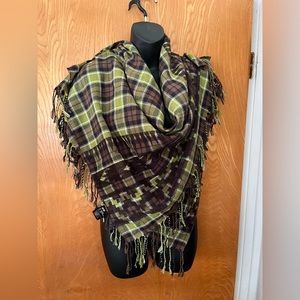H&M plaid embroidered scarf